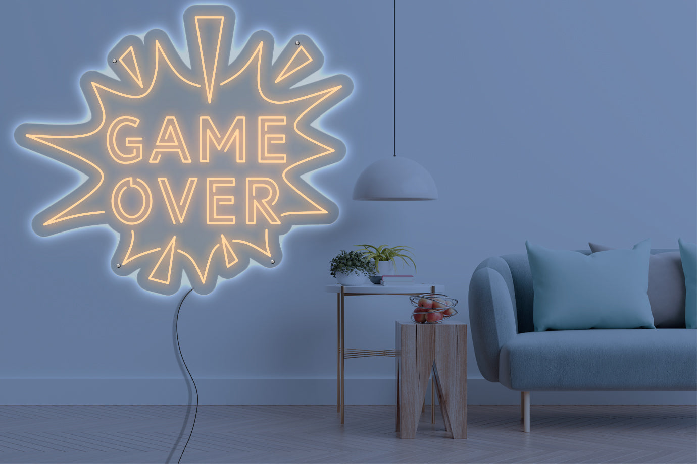 Neon LED schriftzug sign schild light strip orange online home dekor business gaming lifestyle, game over