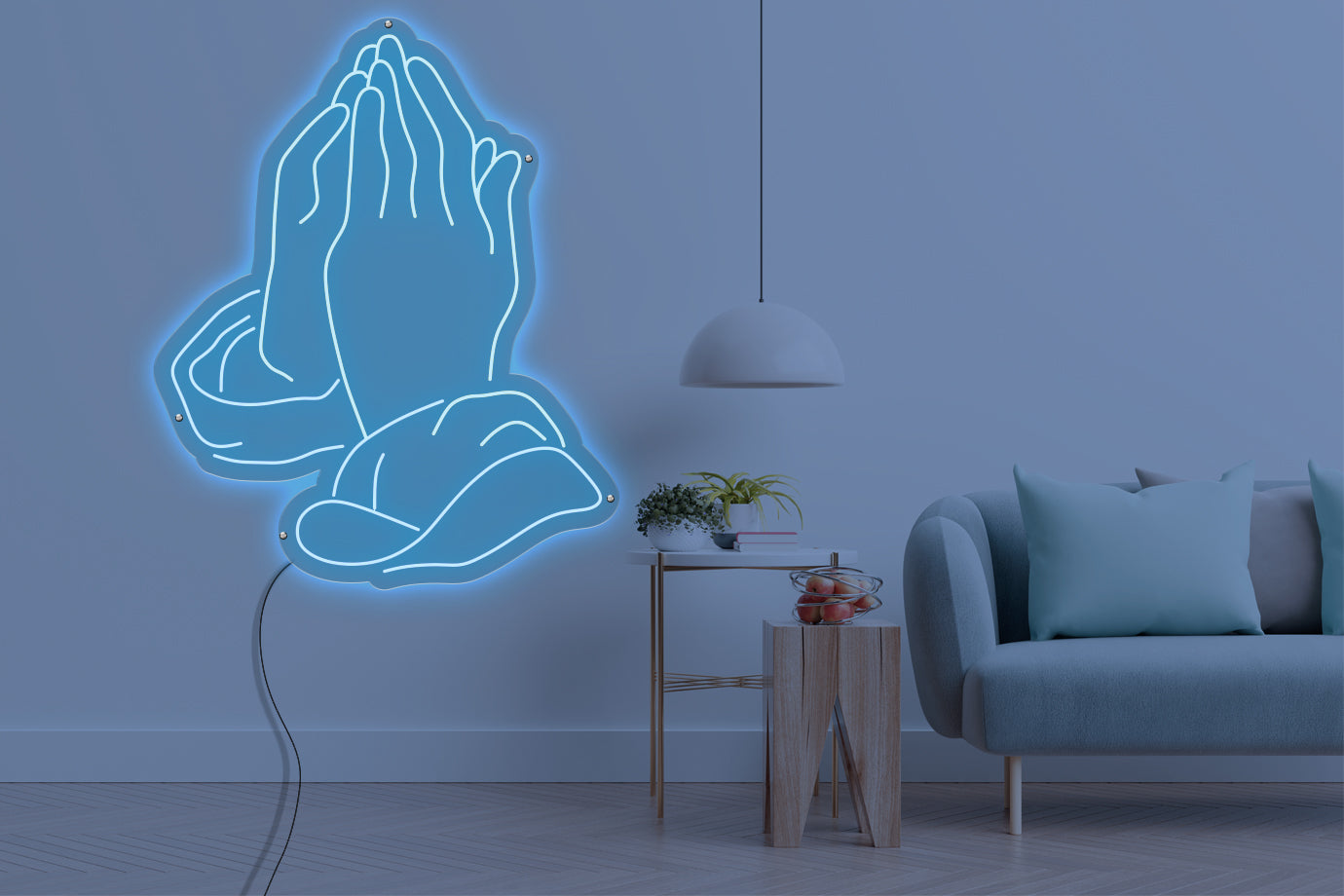 Neon LED schriftzug sign schild light strip hell blau online home dekor lifestyle, gebet