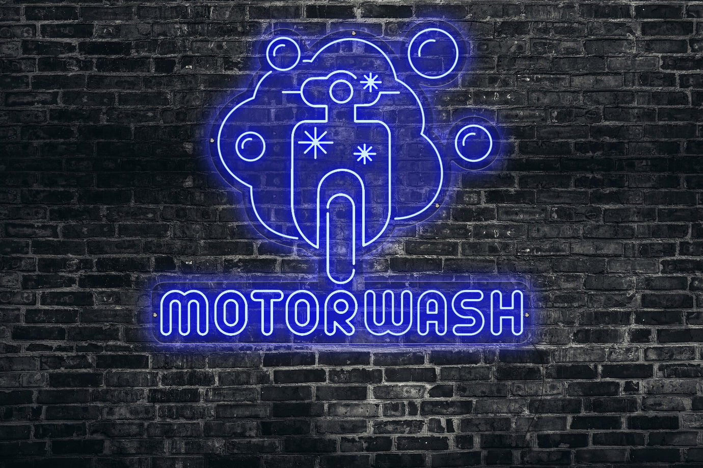 Neon LED schriftzug sign schild light strip blau online home dekor business, Moterwash, Motorwäsche
