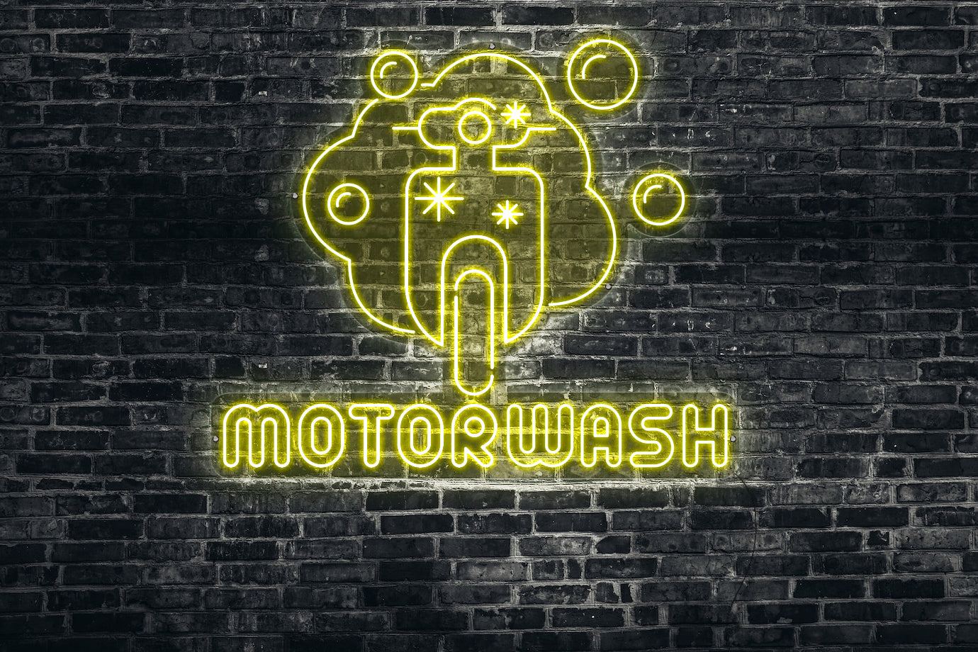 Neon LED schriftzug sign schild light strip gelb online home dekor business, Moterwash, Motorwäsche