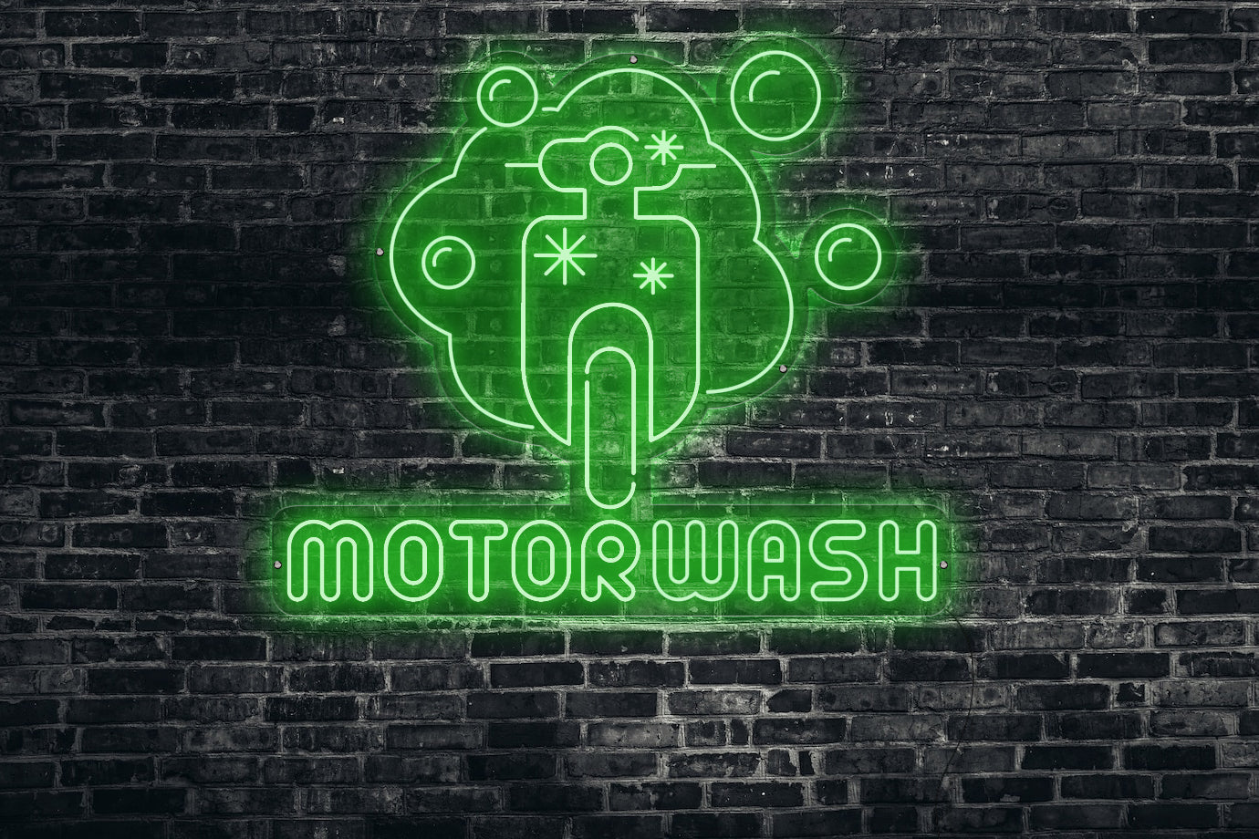 Neon LED schriftzug sign schild light strip grün online home dekor business, Moterwash, Motorwäsche