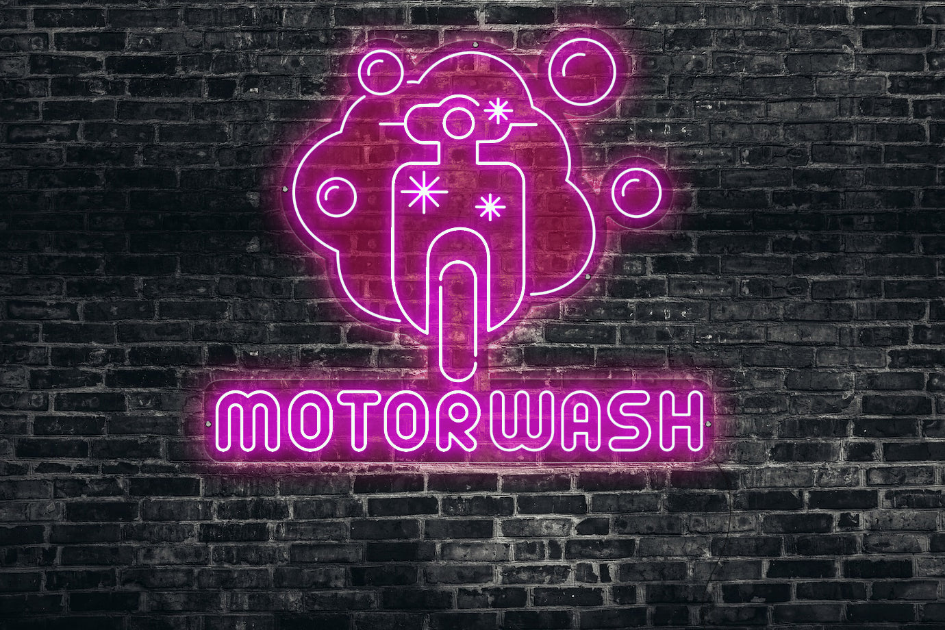 Neon LED schriftzug sign schild light strip pink online home dekor business, Moterwash, Motorwäsche