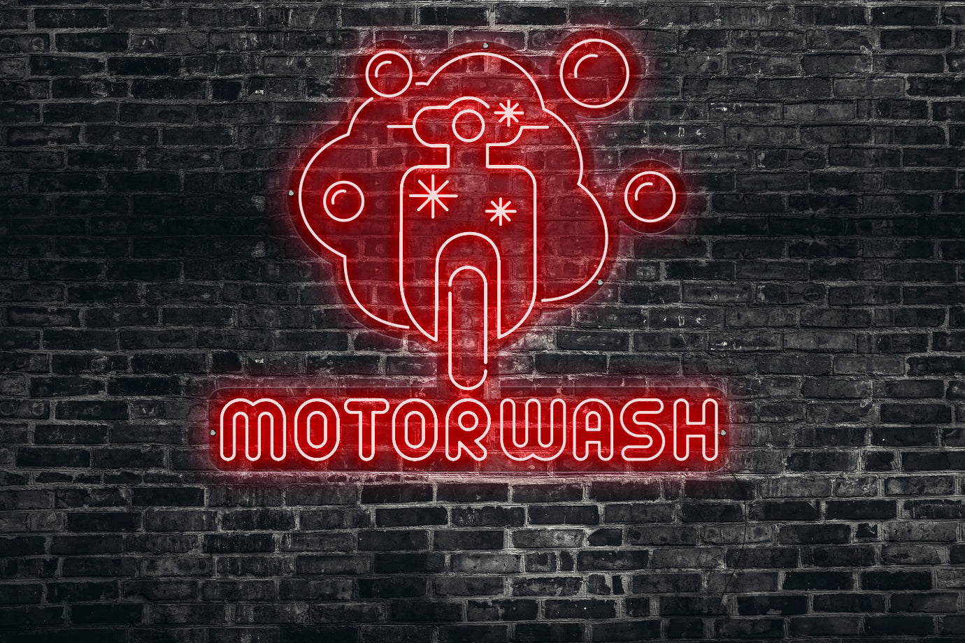 Neon LED schriftzug sign schild light strip rot online home dekor business, Moterwash, Motorwäsche
