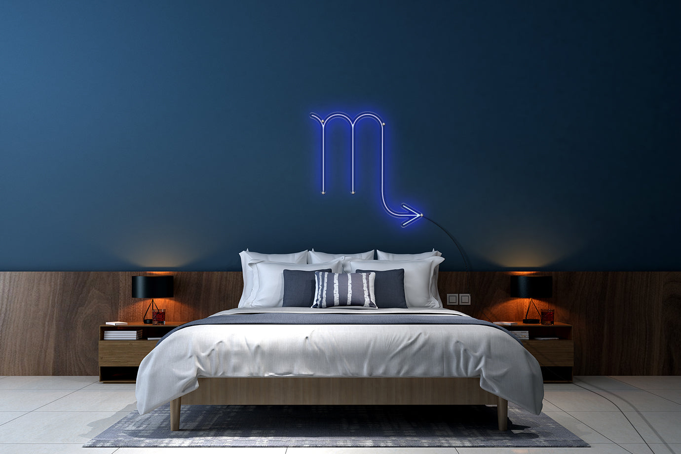 Neon LED schriftzug sign schild light strip blau, online, Sternzeichen Skorpion, Sternzeichen, Home, Lifestyle