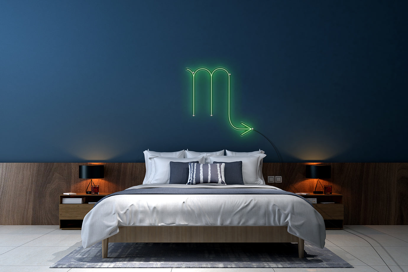 Neon LED schriftzug sign schild light strip grün, online, Sternzeichen Skorpion, Sternzeichen, Home, Lifestyle