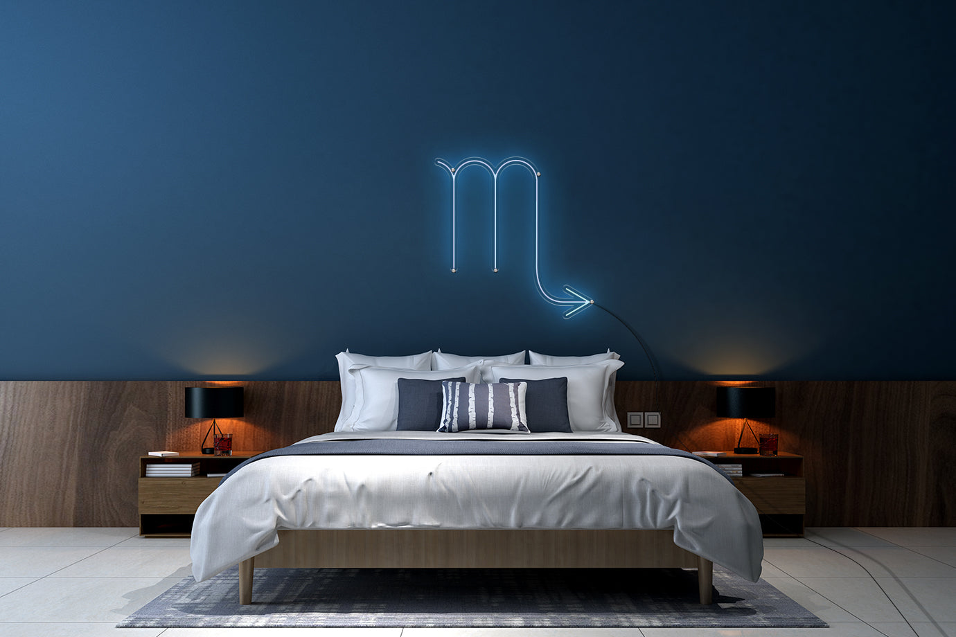 Neon LED schriftzug sign schild light strip hellblau, online, Sternzeichen Skorpion, Sternzeichen, Home, Lifestyle