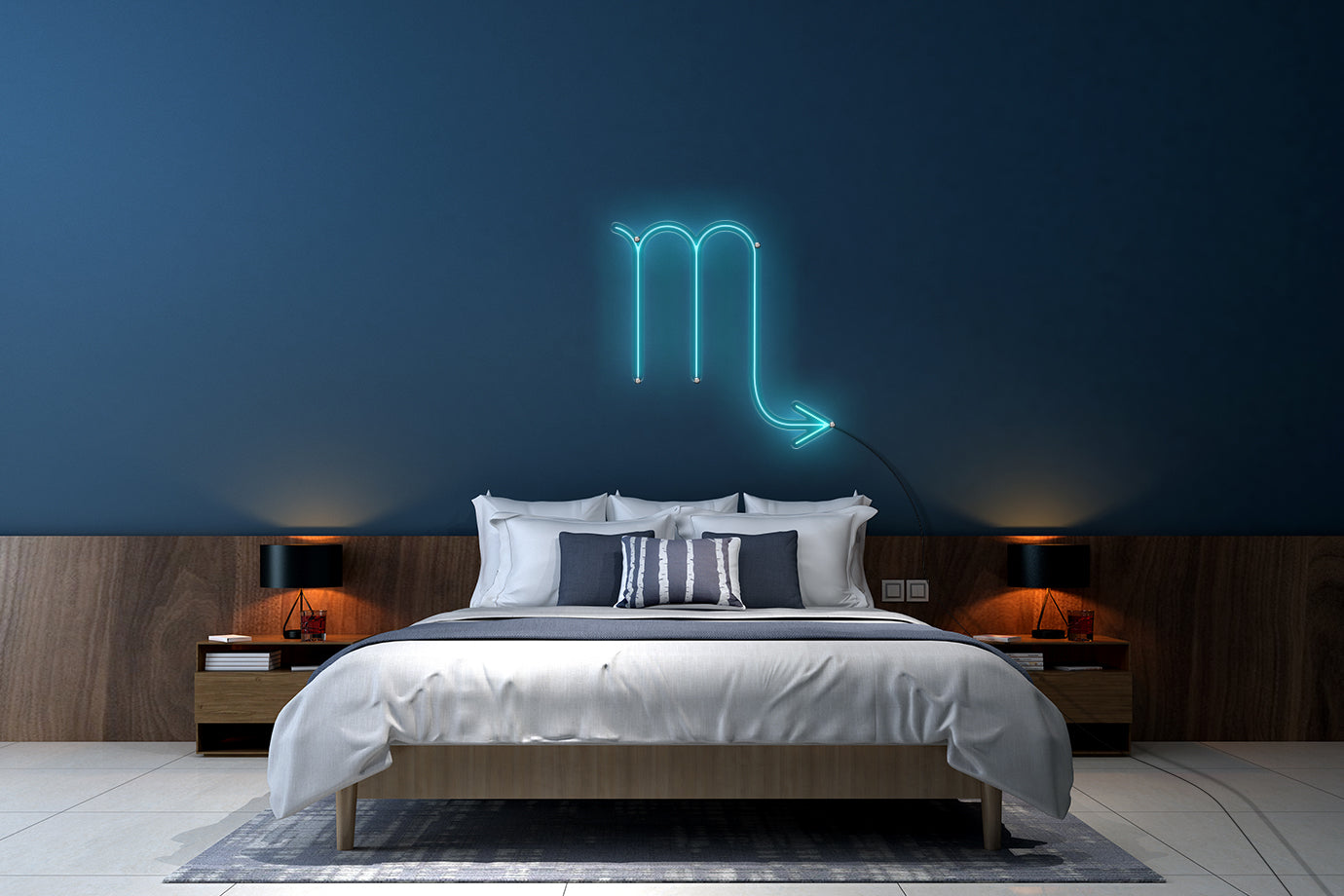 Neon LED schriftzug sign schild light strip türkis, online, Sternzeichen Skorpion, Sternzeichen, Home, Lifestyle
